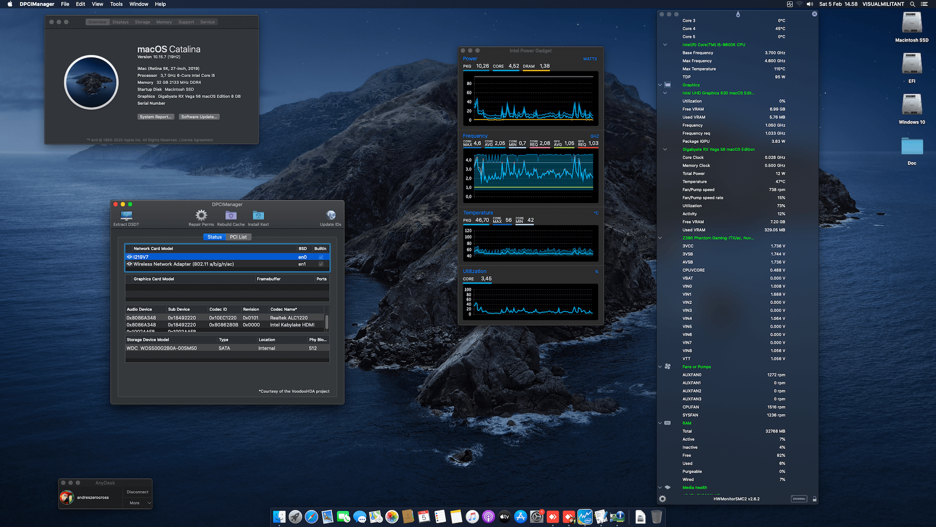 Success Hackintosh macOS Catalina 10.15.7 Build 19H2 in Asrock Z390 Phantom Gaming-ITX/ac + Intel Core i5 9600K + Gigabyte RX Vega 56